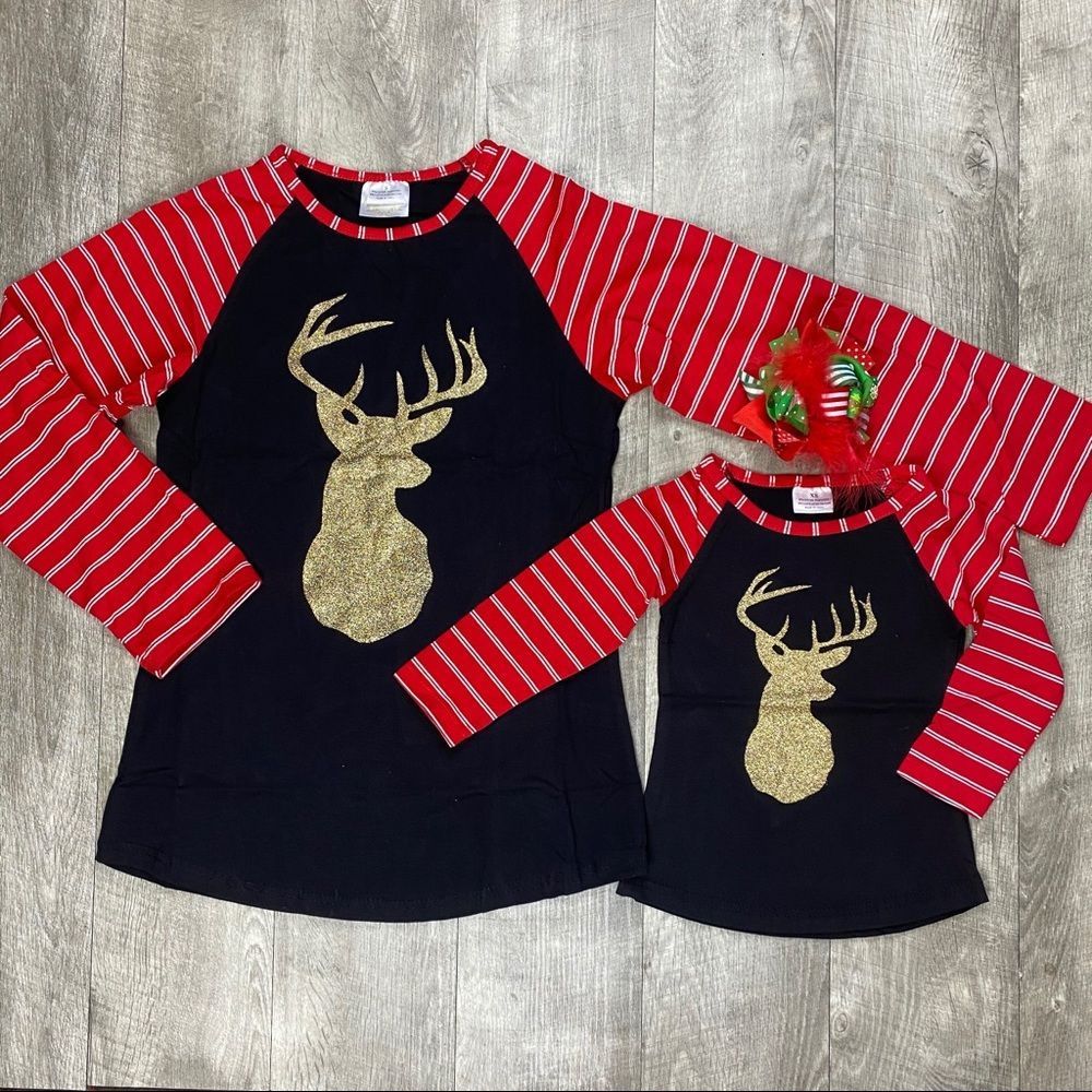Mom and me Glittery Reindeer Candy cane Top - Picture 1 of 2